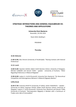 STRATEGIC INTERACTIONS ANG GENERAL EQUILIBRIUM VII