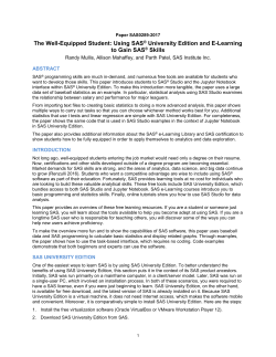 The Well-Equipped Student: Using SAS&reg; University