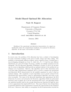 Model Based Optimal Bit Allocation 1 Introduction