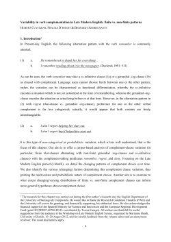 2. A short survey of clausal verb complementation