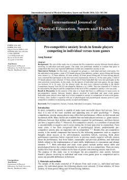 Pre-competitive anxiety levels in female players competing in