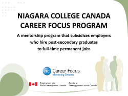 NIAGARA COLLEGE CANADA CAREER FOCUS PROGRAM