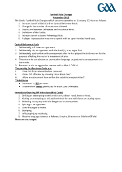 Football Rule Changes November 2013 The Gaelic