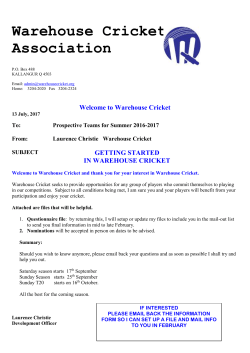 New Player/Team Information - Warehouse Cricket Association