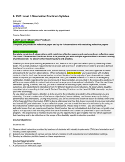 IL 2527: Level 1 Observation Practicum Syllabus Instructor: George