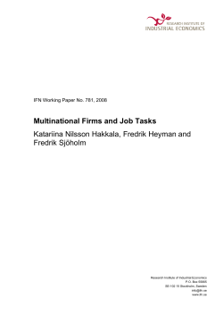 Multinational Firms and Job Tasks Katariina Nilsson Hakkala