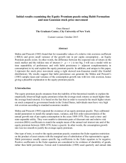 Initial results examining the Equity Premium puzzle