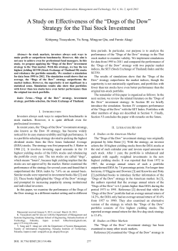 A Study on Effectiveness of the &ldquo;Dogs of the Dow&rdquo; Strategy for the