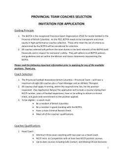 BCPFA Coaches Selection
