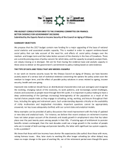 1 PRE-BUDGET CONSULTATION BRIEF TO THE STANDING