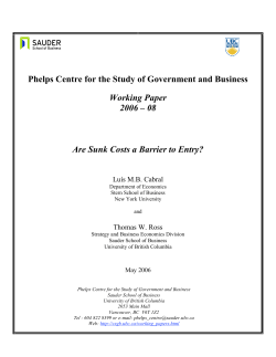 Are Sunk Costs a Barrier to Entry?