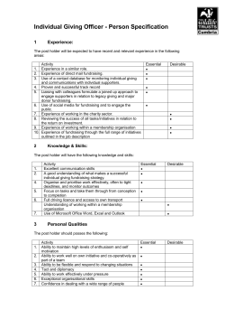 Individual Giving Officer - Person Specification