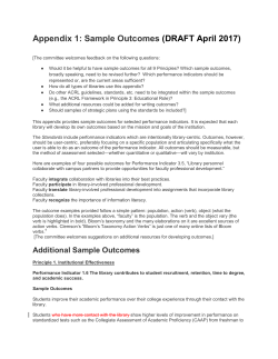 Appendix 1: Sample Outcomes (DRAFT April 2017)