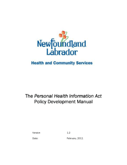 The Personal Health Information Act Personal Health Information Act