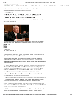 A Defense Chief`s Plan for North Korea