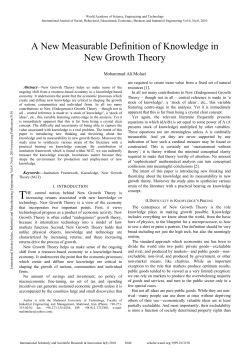 A New Measurable Definition of Knowledge in New Growth Theory