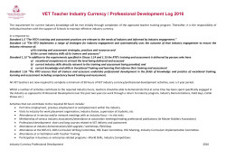 VET Teacher Industry Currency / Professional Development Log 2016