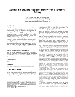 Agents, Beliefs, and Plausible Behavior in a Temporal Setting