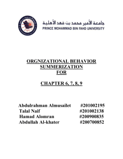 ORGNIZATIONAL BEHAVIOR SUMMERIZATION FOR CHAPTER 6