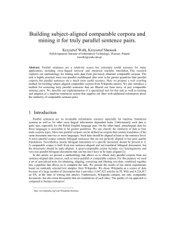 Building subject-aligned comparable corpora and - EU
