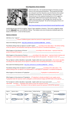 Gene Regulation drives Evolution Historical side note: The
