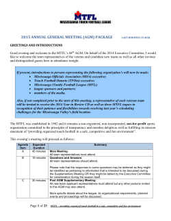 AGM package - Mississauga Touch Football League