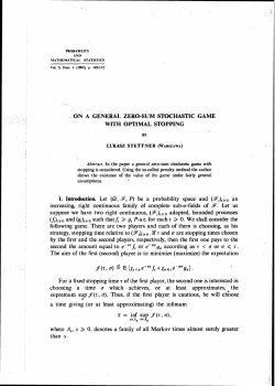 ON A GENERAL ZERO-SUM STOCHASTIC GAME Wl7`II C$ETIMA