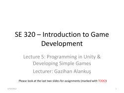 SE 350 * Programming Games