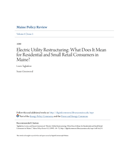 Electric Utility Restructuring: What Does It Mean for Residential and