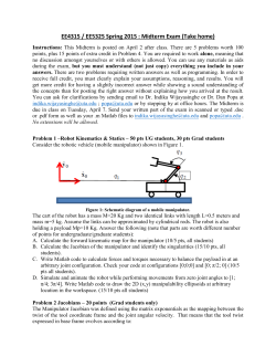 EE4315 / EE5325 Spring 2015 : Midterm Exam (Take home)