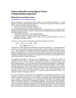 Feature Selection using Sparse Priors: A Regularization Approach