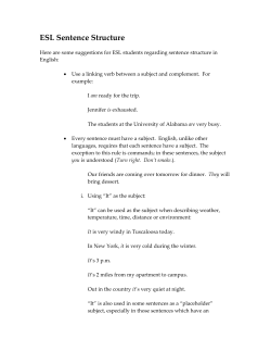 ESL Sentence Structure - UA Writing Center