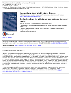 International Journal of Systems Science Optimal policies for a finite
