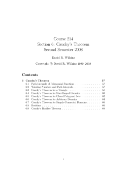 Course 214 Section 6: Cauchy`s Theorem Second