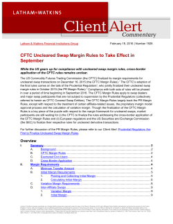 CFTC Uncleared Swap Margin Rules to Take Effect in September