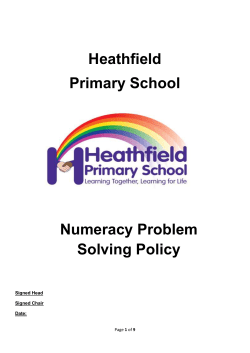 Heathfield Primary School Numeracy Problem Solving Policy