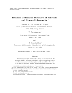 Inclusion Criteria for Subclasses of Functions and Gronwall`s