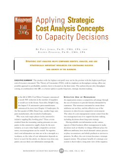 Applying Strategic Cost Analysis Concepts to Capacity Decisions