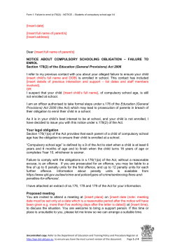 Form 1 - Failure to enrol notice - Policy and Procedure Register