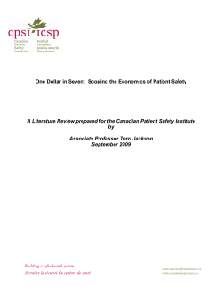 One Dollar in Seven: Scoping the Economics of Patient Safety A