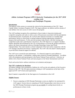 Athlete Assistant Program - Canadian Fencing Federation