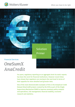 Anacredit Solution Primer - Wolters Kluwer Financial Services