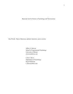 1 Bayesian Just-So Stories in Psychology and Neuroscience Key