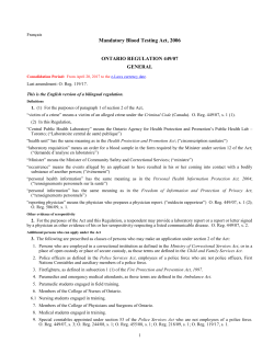 Mandatory Blood Testing Act, 2006 - O. Reg. 449/07