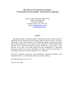 The Theory of Corporate Governance: A Transaction Cost