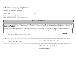 Preferences for Everyday Living Inventory