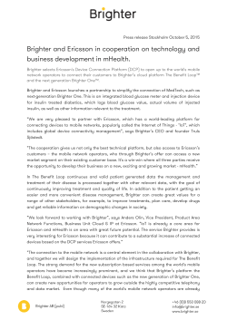 Brighter and Ericsson in cooperation on technology and business
