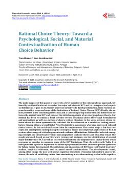 Rational Choice Theory: Toward a