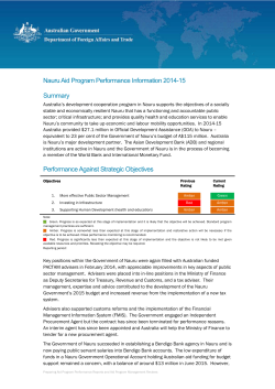 Nauru Aid Program Performance Report 2014