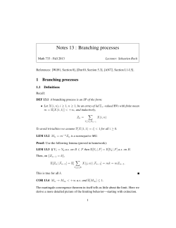 Notes 13 : Branching processes